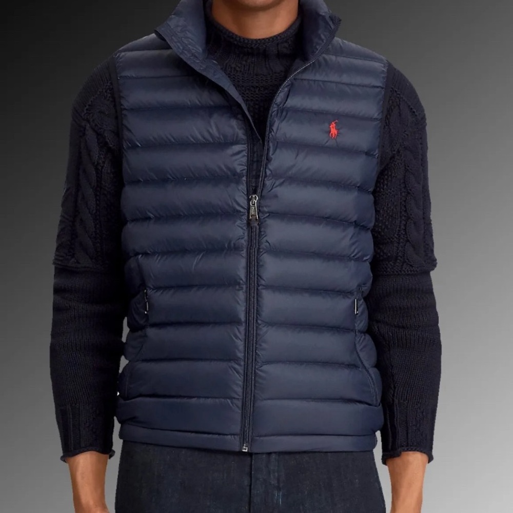 Men's Ralph Lauren Polo Puffer Vest Navy Blue Size Medium